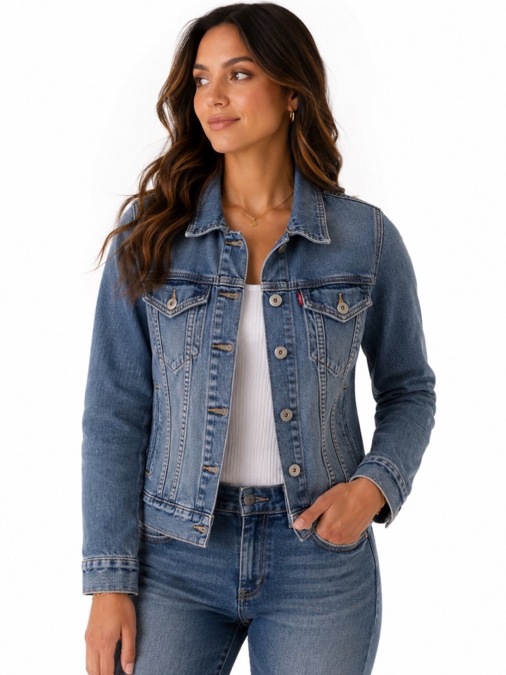 Levi's Light Blue Denim Jacket Jean Jacket button front western/country BoHo LG